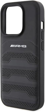 Mercedes AMG Hardcase Leather Debossed Lines Case for iphone 15 Pro Max 6.7" Black - AMHCP15XGSEBK