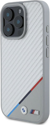 BMW M Carbon Tricolor Line Case with MagSafe for iPhone 16 Pro 6.3" Grey - BMHMP16L23PUDTS