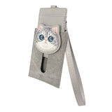 Nimmy Big Eye Cute Pet Silver Shaded Cat Face Card Sleeve Holder Grey - N-XDY-KT-023