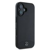 Mercedes Hard Textured and Plain Smooth Leather Case with MagSafe for iPhone 16 6.1" Black  - MEHMP16S23RBARK