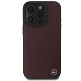 Mercedes MB Wood Imitation Leather Case with MagSafe for iPhone 16 Pro 6.3" Red - MEHMP16L23RBGVR