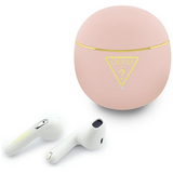 Guess Gold Line Triangle Logo TWS Earphone with Charging Case Pink - GUTWSA15HETP