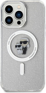 Karl Lagerfeld Glitter Karl & Choupette Hard Case with MagSafe for iphone 15 Pro Max 6.7" Clear - KLHMP15XHGKCNOT
