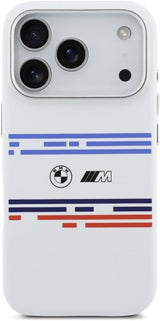 BMW M Series Silicone Horizontal Line Case with MagSafe for iPhone 17 Pro 6.3" White - BMHMP17L25SHOTSH