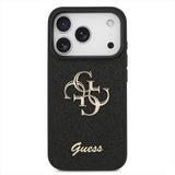 Guess PU Fixed Glitter Big 4G Metal Logo Case for iPhone 17 Pro 6.3" Black - GUHCP17LHG4SGK