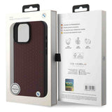 BMW Sign Leather Diamond Metal Logo Case with MagSafe for iPhone 16 Pro Max 6.9" Red - BMHMP16X23RDDR