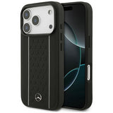 Mercedes Leather Star Pattern Stripes Case with MagSafe for iPhone 17 Pro 6.3" Black - MEHMP17L25RPSLKH