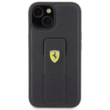 Ferrari Hard Case Grip Stand with Metal Logo for iphone 15 6.1" Black - FEHCP15SGSPSIK