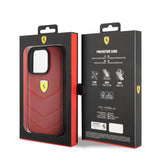 Ferrari Hard Case Leather Stitched Line for iphone 15 Pro 6.1" Red - FEHCP15LRDUR