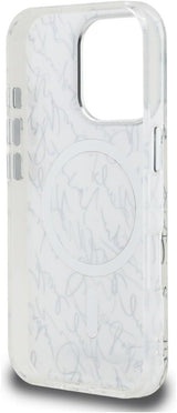 Karl Lagerfeld IML Karl Script Pattern with MagSafe Case for iPhone 16 Pro 6.3" White - KLHMP16LHMSPUSH
