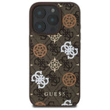 Guess 4G PU Peony Background Case with MagSafe for iPhone 16 Pro Max 6.9" Brown - GUHMP16XP4PWPW
