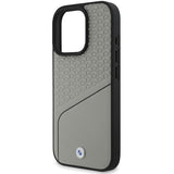 BMW Sign Leather Textured and Line Case with MagSafe for iPhone 16 Pro 6.3" Grey - BMHMP16L23RDCLG