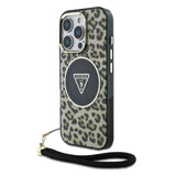 Guess HC IML Leopard Triangle Cord Strap with MagSafe for iPhone 16 Pro 6.3" Brown - GUHMP16LHLORSSW