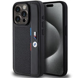 BMW Perforated Tricolor Line Case for iPhone 15 Pro Max 6.7" Black - BMHCP15X23PUPVK