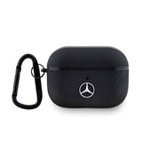 Mercedes Benz Geometry Star Pattern Leather Case for AirPods Pro 2 Black - MEAP28REMPK