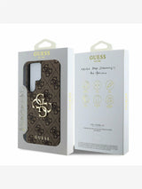 Guess Leather 4G Coloured Ring Classic Logo Case with MagSafe for Samsung Galaxy S25 Ultra 6.9" Brown - GUHCS25L4GMGBR