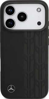 Mercedes Leather Laurel Leaves Case with MagSafe for iPhone 17 Pro 6.3" Black - MEHMP17L25RDSLAK
