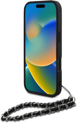 Karl Lagerfeld Saffiano Crystals with Chain Case for iPhone 16 Pro Max 6.9" Black - KLHCP16XPSADJSK