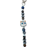 Nimmy Big Eye Cute Pet Silver Shaded Cat Mobile Phone Chain Bag Charm Ceramic Bracelet Grey -N-XDY-SL-023