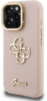 Guess PU Grained 4G Logo Stand Camera Frame Case for iPhone 16 Pro 6.3" Pink - GUHCP16LPCS4GSP