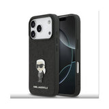 Karl Lagerfeld Fixed Glitter Karl Logo Metal Pin Hard Case for iPhone 17 Pro 6.3" Black - KLHCP17LGKNPSK