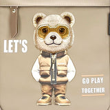 Nimmy Cool & Cute 2.0 Brown Bear Laptop Backpack with Detachable Pouch Khaki - N-KM-DNBB-011-A