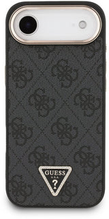 Guess PU Leather 4G Triangle Logo Gold Frame Case with MagSafe for iPhone 17 Air 6.5" Black - GUHMP17MP4GTDGMK