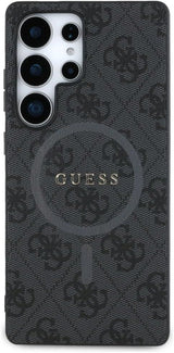 Guess Leather 4G Coloured Ring Classic Logo Case with MagSafe for Samsung Galaxy S25 Ultra 6.9" Black - GUHMS25LG4GFRK