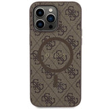 Guess 4G Collection Leather Metal Logo with MagSafe Hard Case for iphone 15 Pro Max 6.7" Brown - GUHMP15XG4GFRW