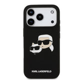 Karl Lagerfeld Liquid Silicone Karl and Choupette Head Case for iPhone 17 Pro 6.3" Black - KLHMP17LSKCHPPLK