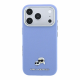 Karl Lagerfeld Grained Karl & Choupette Heads Metal Logo Case with MagSafe for iPhone 17/18 Pro Max 6.9" Light Blue - KLHMP18X6PSKCHLB