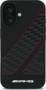 Mercedes Benz AMG Checkered Flag Pattern Case with MagSafe for iPhone 16 6.1" Black & Red - AMHMP16S2SCFR