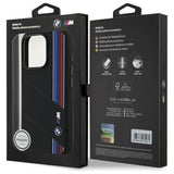 BMW M Series Silicone Cut Tricolor Lines Case MagSafe for iPhone 16 Pro 6.3" Black - BMHMP16L23SCUK