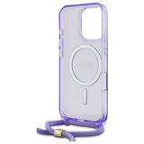 Guess Crossbody Cord Script Case with MagSafe for iPhone 16 Pro 6.3" Purple - GUHMP16LHCTSGNSU