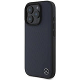 Mercedes MB Wood Imitation Leather Case with MagSafe for iPhone 16 Pro Max 6.9" Navy Blue - MEHMP16X23RBGVV