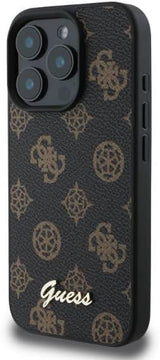 Guess Leather Peony Script Case with MagSafe for iphone 16 Pro 6.3" Black - GUHMP16LPGPYSK