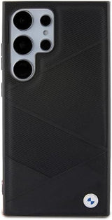 BMW Signature Leather Crossing Lines Pattern Hard Case for Samsung Galaxy S24 Ultra 6.8" Black - BMHCS24L23RCGPK