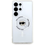 Karl Lagerfeld Button Karl Head Printed Logo Case with MagSafe for Samsung Galaxy S25 Ultra 6.9" Clear - KLHMS25LHLSKIH