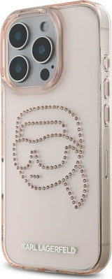 Karl Lagerfeld IML Rhinestones Karl Head Case for iPhone 16 Pro Max 6.9" Pink- KLHCP16XHKHDCELP