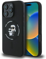 Karl Lagerfeld Silicone Karl and Choupette Hardcase with MagSafe for iphone 16 Pro Max 6.9" Black - KLHMP16XSCMKCRHK