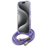 Guess Crossbody Cord Script Case with MagSafe for iPhone 16 6.1" Purple - GUHMP16SHCTSGNSU