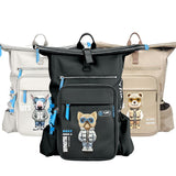 Nimmy Cool & Cute 2.0 Blue Terrier Dog Laptop Backpack with Detachable Pouch Grey - N-KM-DNBB-019