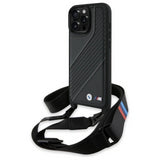 BMW M Series Carbon Stripe & Strap Case for iPhone 16 Pro Max 6.9" Black - BMHCP16X23PSCCK