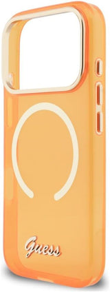 Guess IML Script Metal Logo Case with MagSafe for iPhone 17 Pro 6.3" Orange - GUHMP17L5HTCSMSO