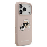 Karl Lagerfeld Liquid Silicone Karl and Choupette Head Case for iPhone 17 Pro 6.3" Pink - KLHMP17LSKCHPPLP