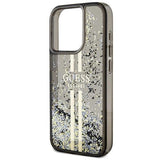 Guess Liquid Glitter Gold Stripes Hard Case for iphone 15 Pro Max 6.7" Black - GUHCP15XPSQSQSK