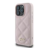 Guess Quilted Metal Logo Case for iPhone 16 Pro 6.3" Pink - GUHCP16LPSQSQSP