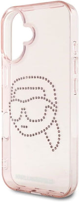 Karl Lagerfeld IML Rhinestones Karl Head Case for iPhone 16 6.1" Pink- KLHCP16SHKHDCELP