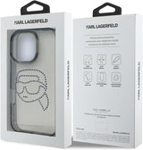 Karl Lagerfeld IML Rhinestones Karl Head Case for iPhone 16 Pro 6.3" Black - KLHCP16LHKHDCELK