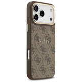 Guess PU Leather 4G Gold Frame Case with MagSafe for iPhone 17 Pro Max 6.9" Brown - GUHMP17XP4MSEGCW